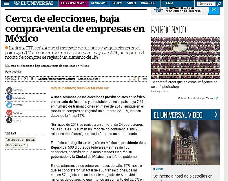 Cerca de elecciones, baja compra-venta de empresas en Mxico